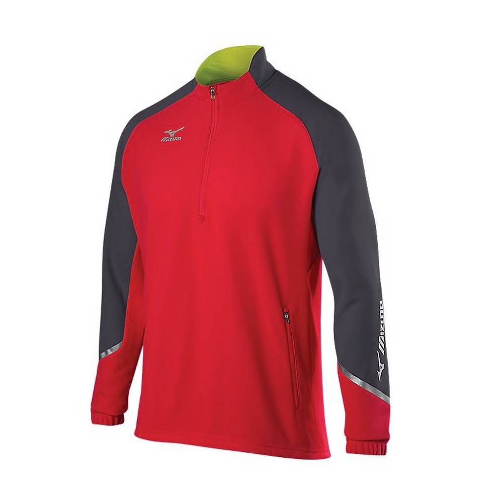 Mizuno Men's Elite 1/2 Zip Pullover Red/grey (350620-PDJ)